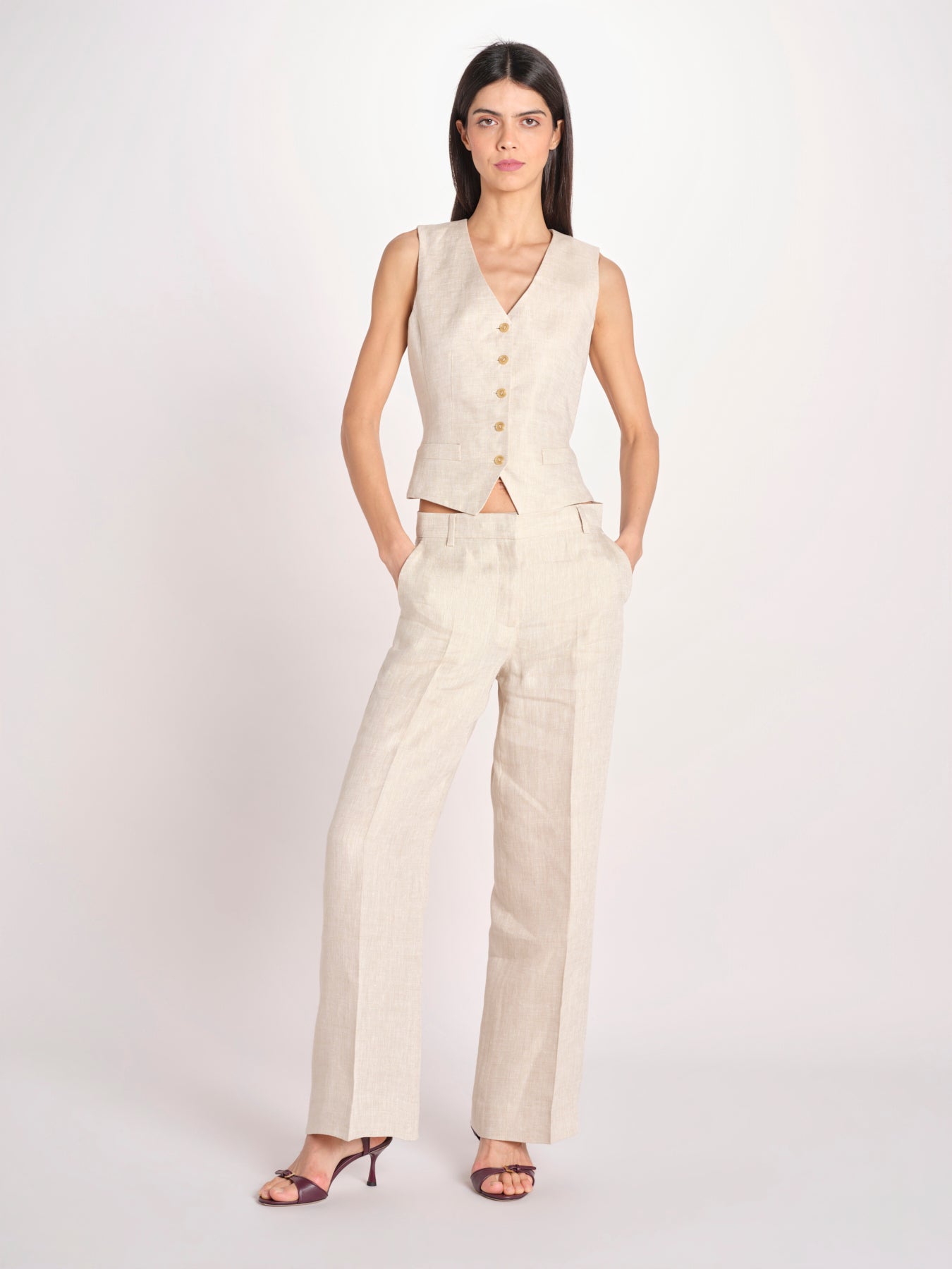 pantalone in lino MALIZIA 2615131112600 023 ECRU weekend maxmara 