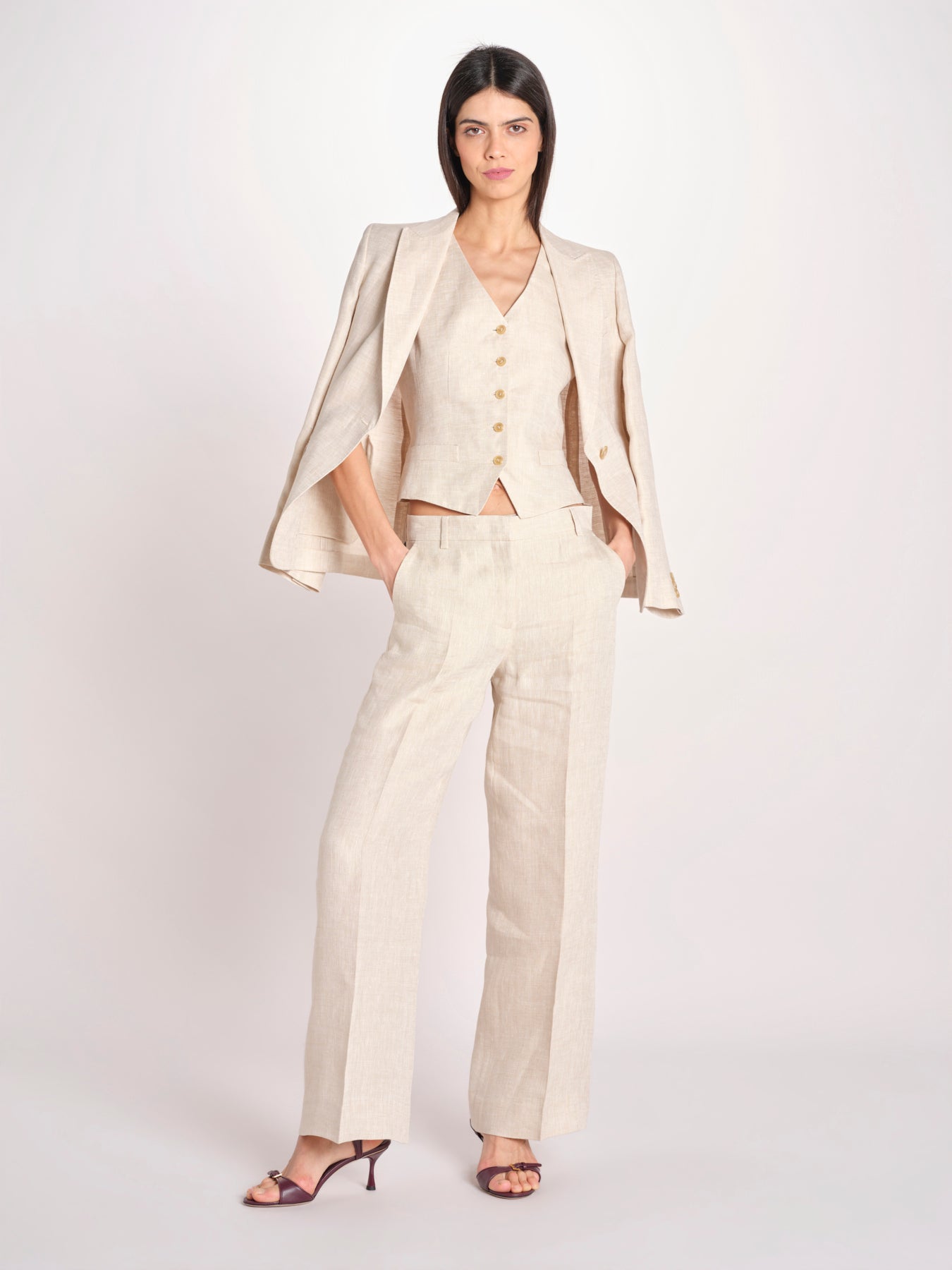 pantalone in lino MALIZIA 2615131112600 023 ECRU weekend maxmara 