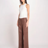 pantalone in lino MALIZIA 2615131112600 037 CIOCCOLATO weekend maxmara 