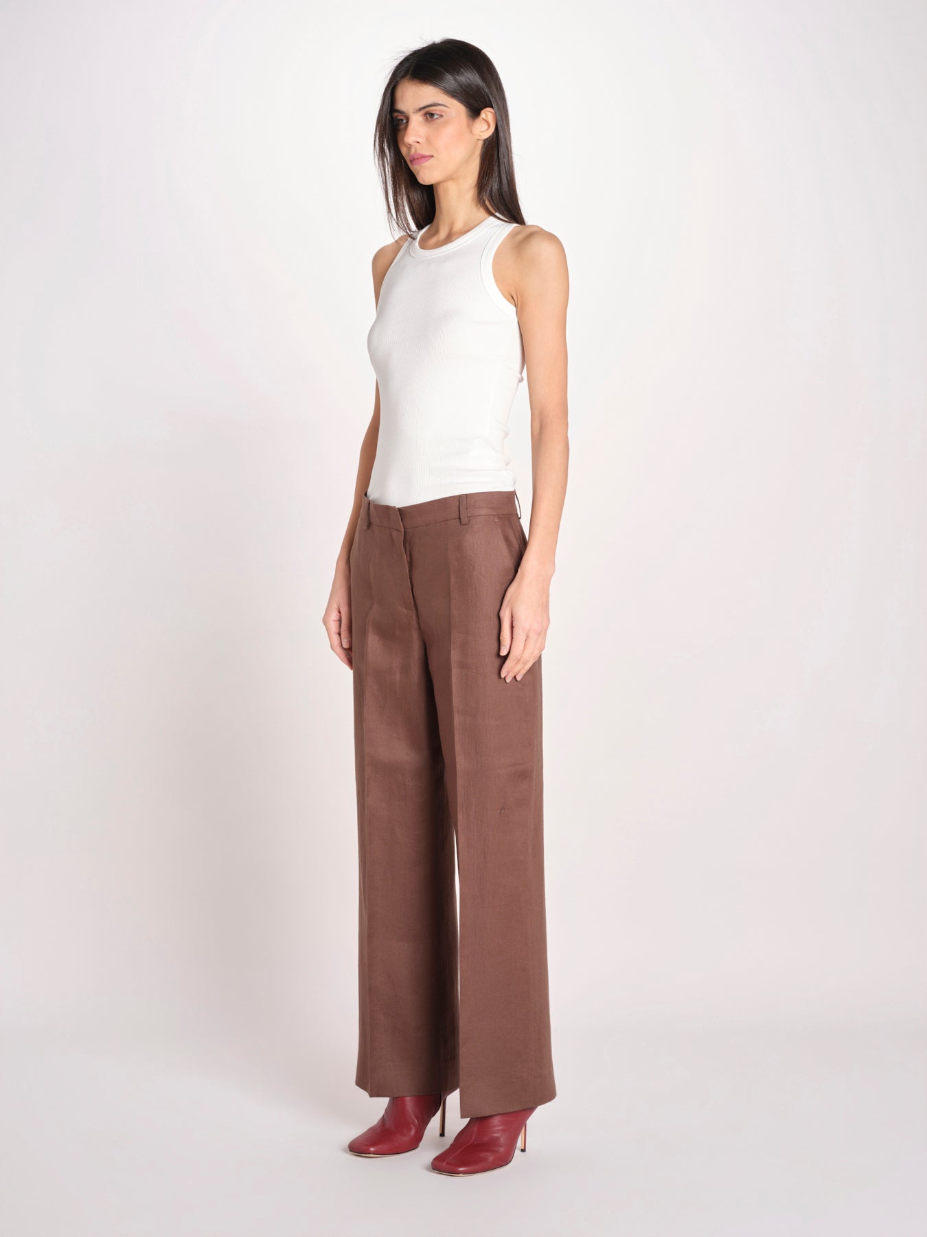 pantalone in lino MALIZIA 2615131112600 037 CIOCCOLATO weekend maxmara 