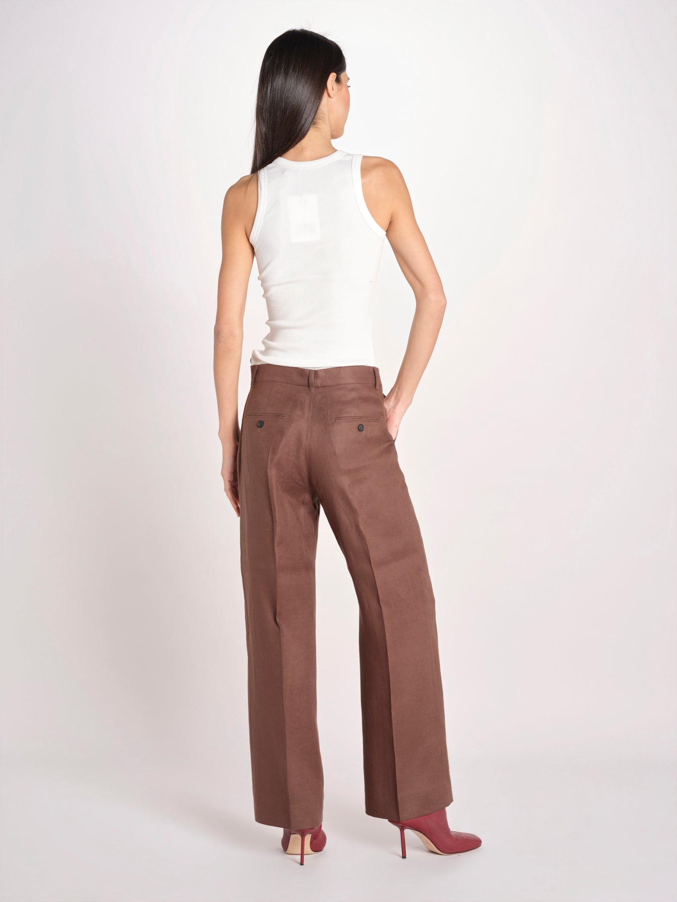 pantalone in lino MALIZIA 2615131112600 037 CIOCCOLATO weekend maxmara 