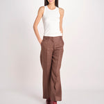 pantalone in lino MALIZIA 2615131112600 037 CIOCCOLATO weekend maxmara 