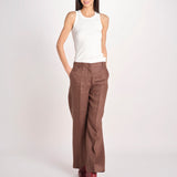 pantalone in lino MALIZIA 2615131112600 037 CIOCCOLATO weekend maxmara 