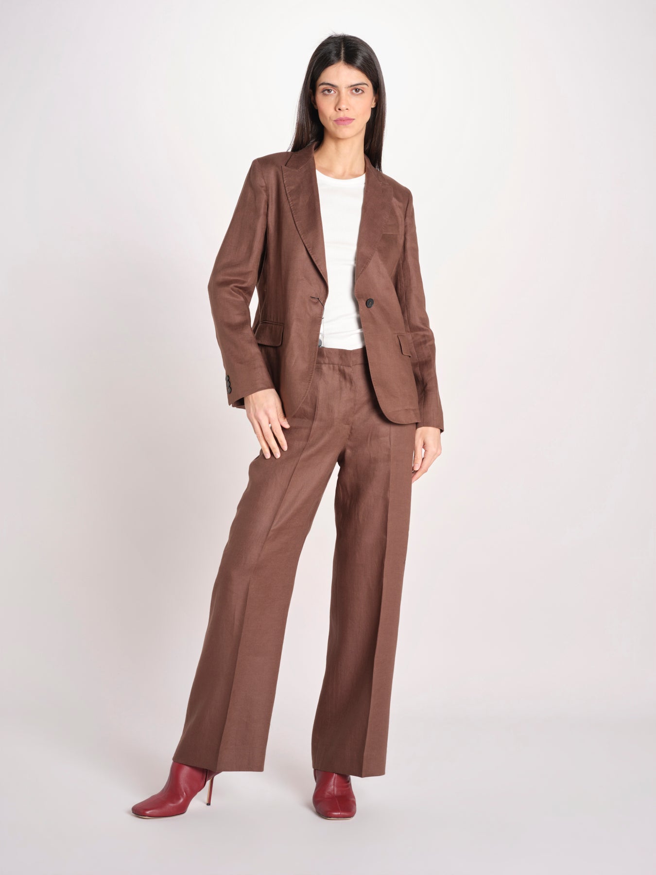 pantalone in lino MALIZIA 2615131112600 037 CIOCCOLATO weekend maxmara 