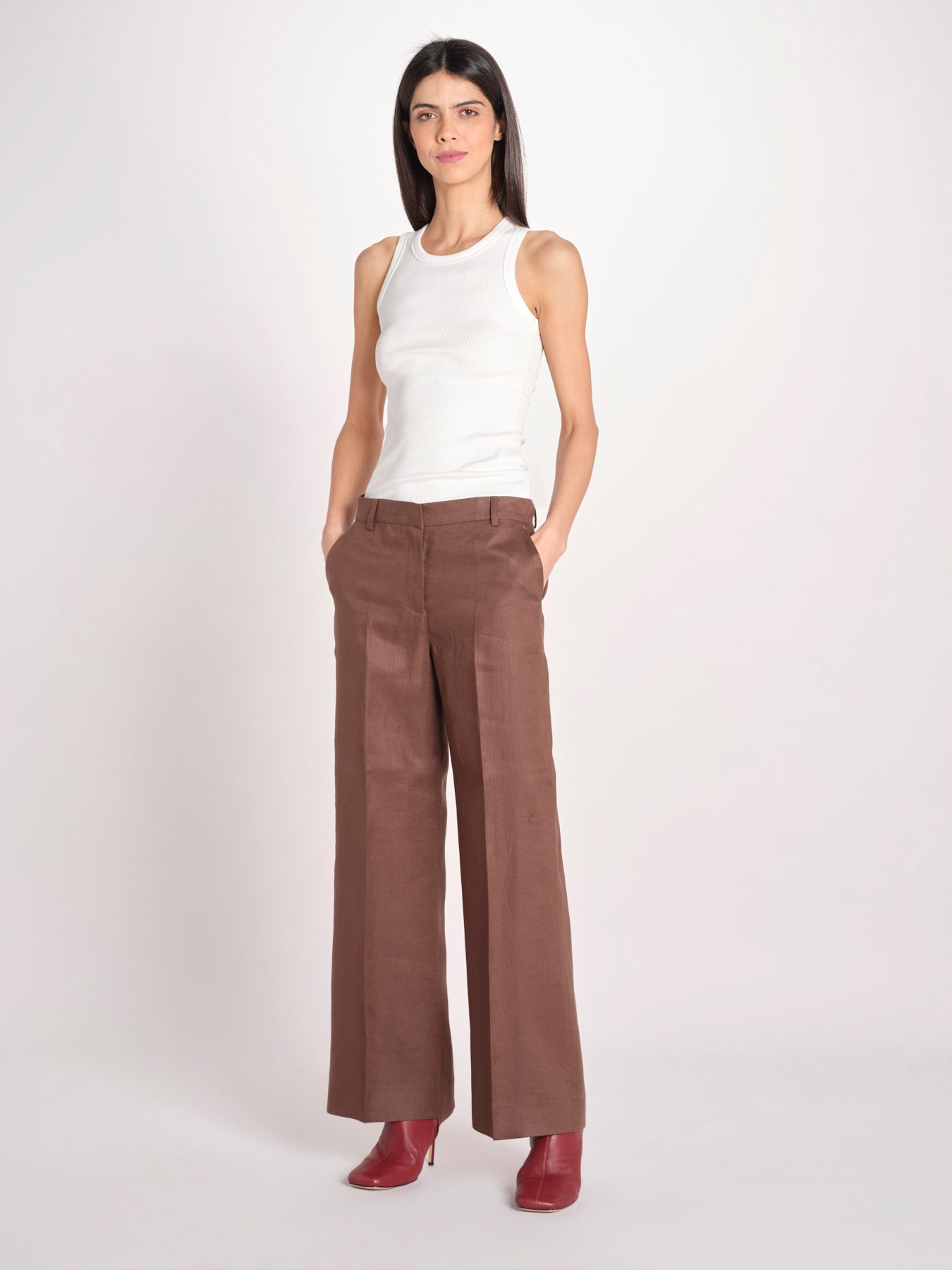 pantalone in lino MALIZIA 2615131112600 037 CIOCCOLATO weekend maxmara 