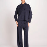 Giacca a camicia in tela di pura lana stretch MULINO 2615041021600 001 BLU weekend maxmara 