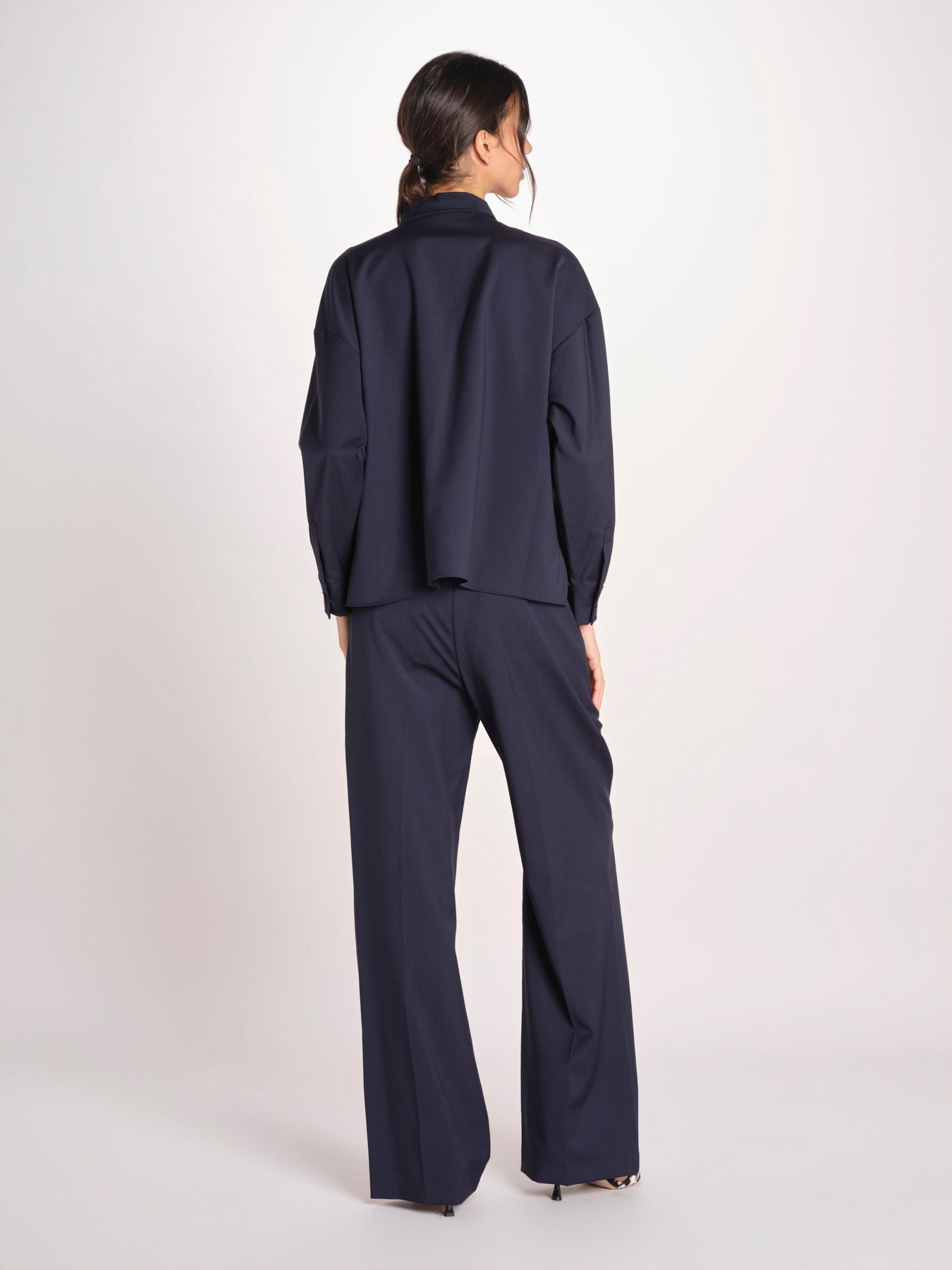 Giacca a camicia in tela di pura lana stretch MULINO 2615041021600 001 BLU weekend maxmara 
