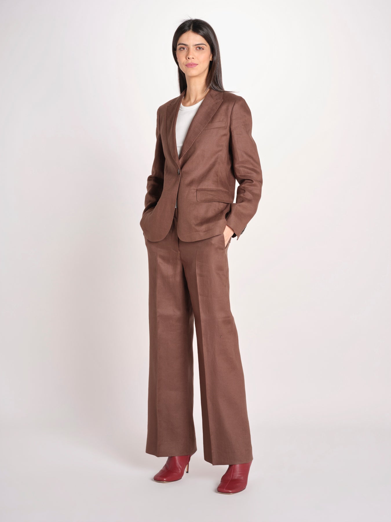 giacca in lino ad un bottone NALUT 2615041072600 037 CIOCCOLATO weekend maxmara 