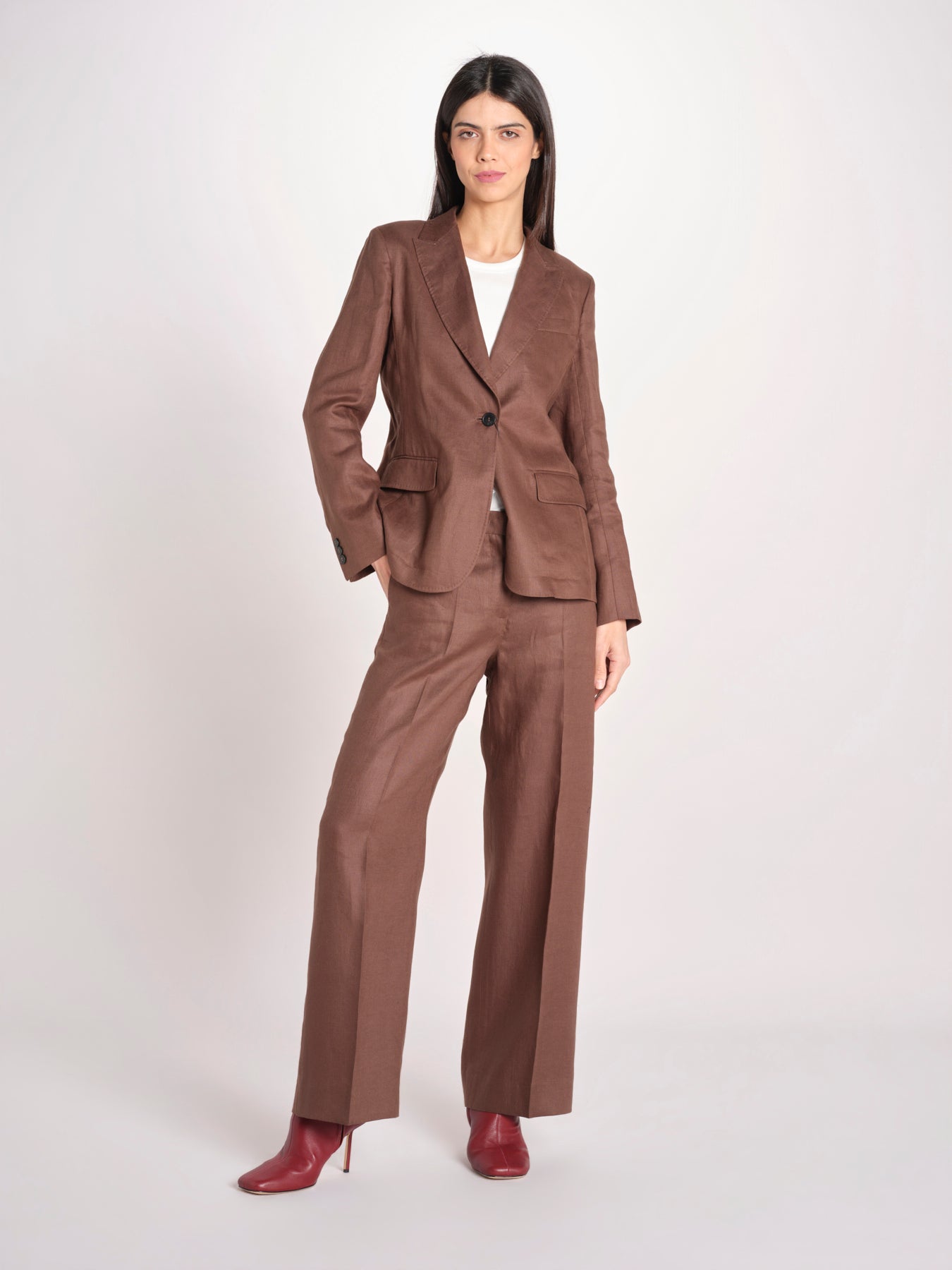 giacca in lino ad un bottone NALUT 2615041072600 037 CIOCCOLATO weekend maxmara 