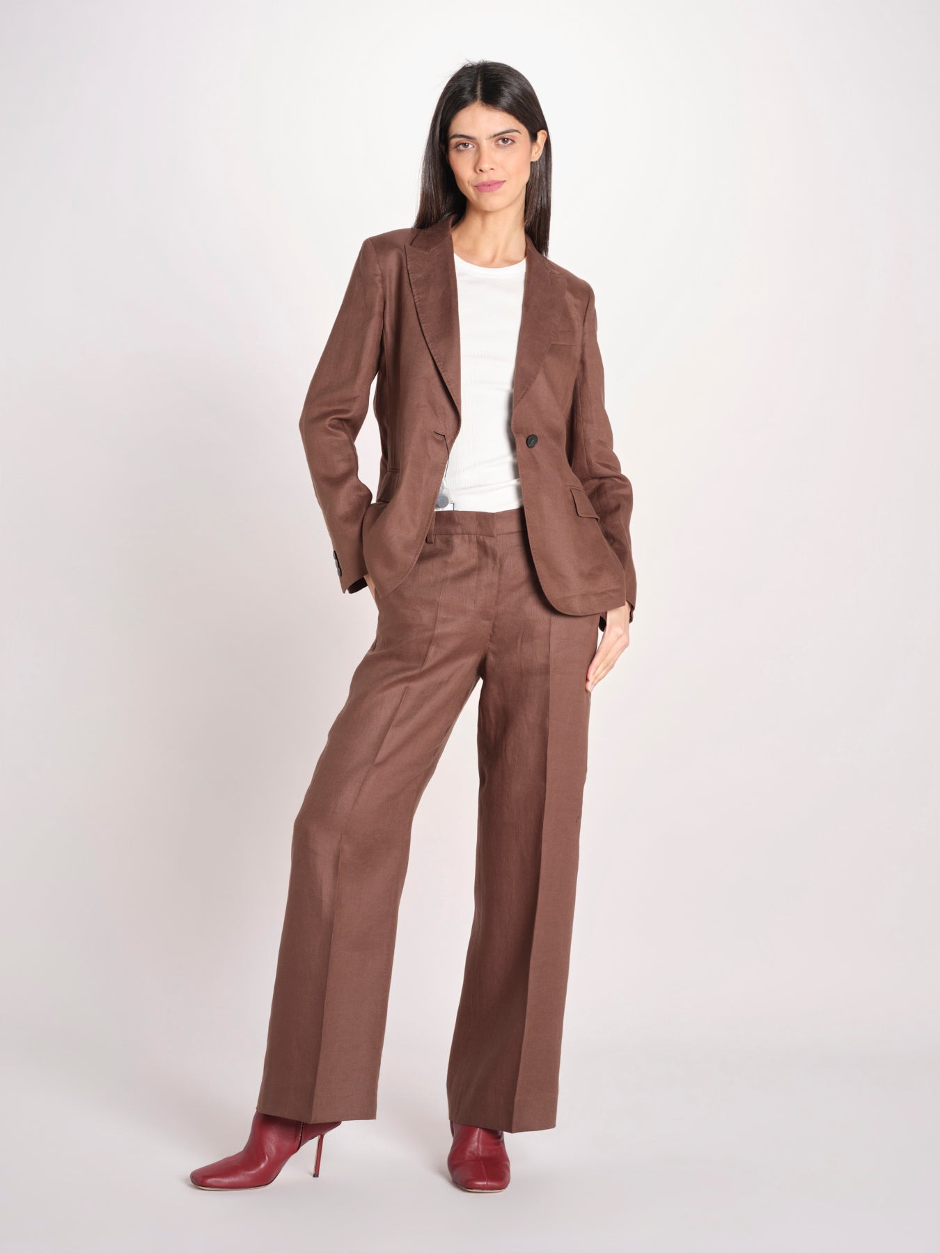 giacca in lino ad un bottone NALUT 2615041072600 037 CIOCCOLATO weekend maxmara 