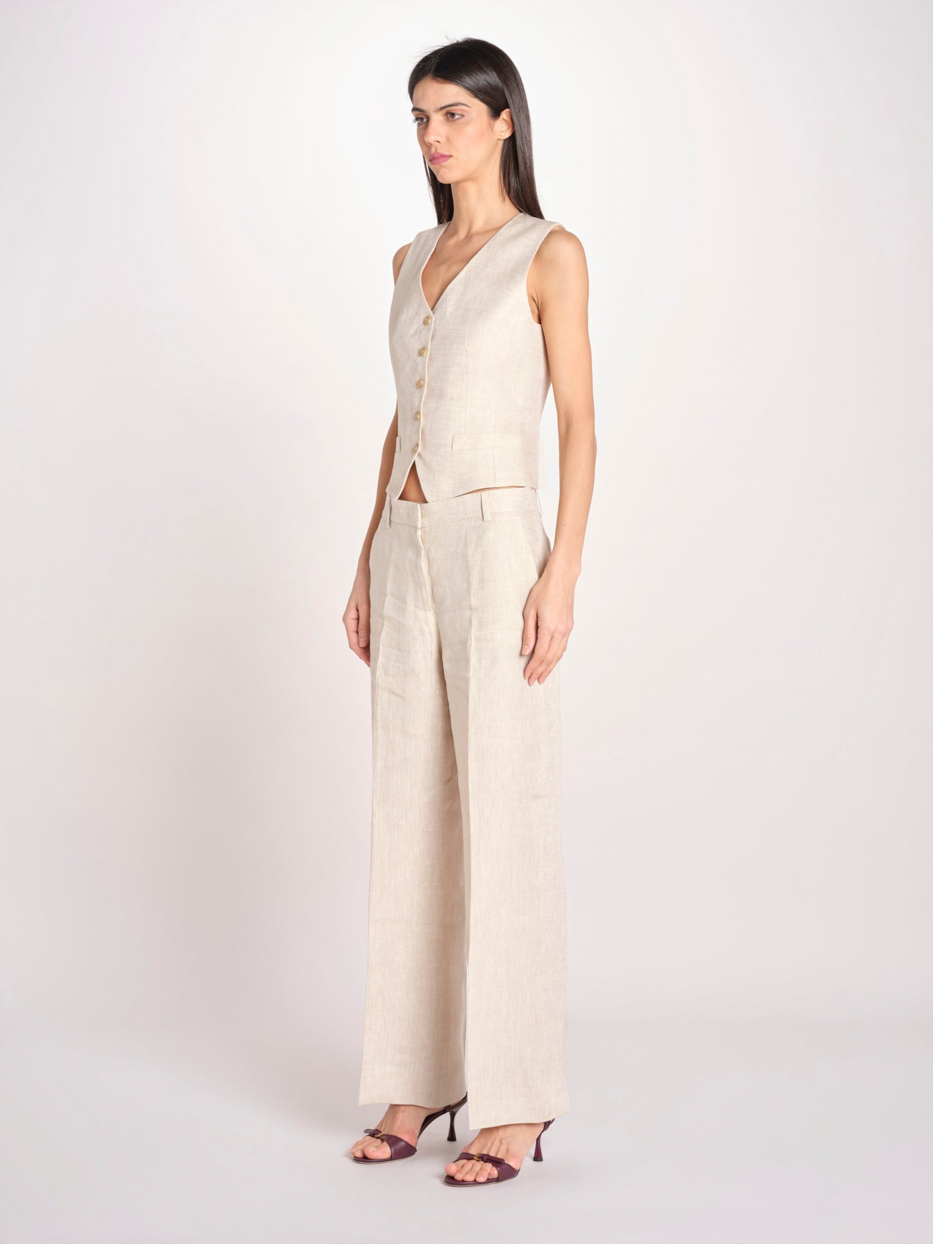 gilet in lino PACE 2615151012600 023 ECRU weekend maxmara 