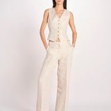 gilet in lino PACE 2615151012600 023 ECRU weekend maxmara 