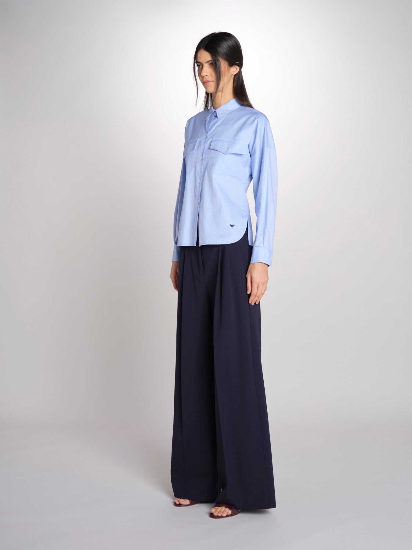 camicia dalla linea sfiancata con pince PESI 2615111041600 002 AZZURRO weekend maxmara 