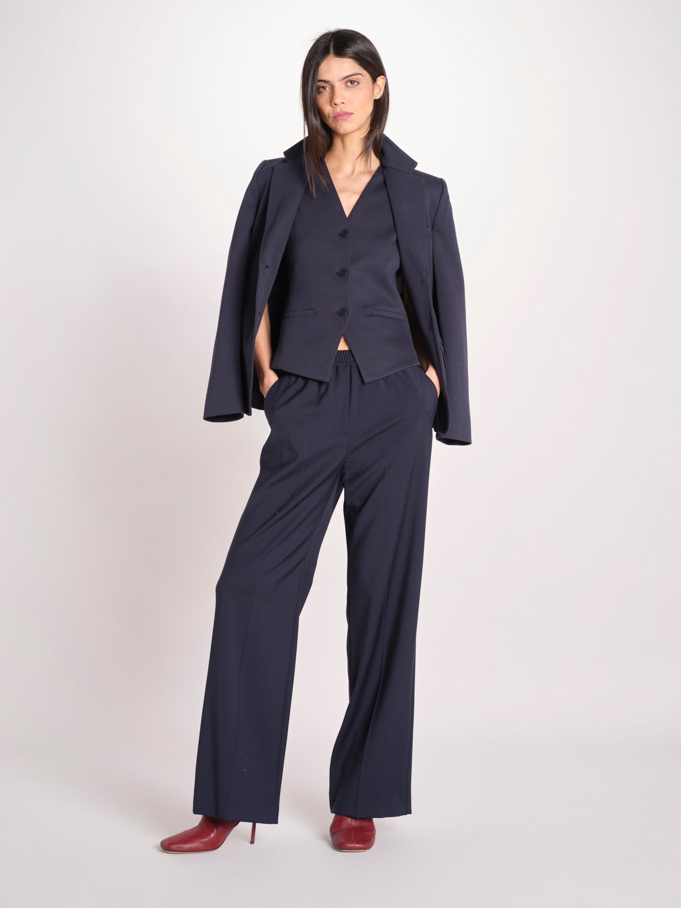 Gilet scollo a V in jersey double di cotone POGGIO 2615911021600 002 BLU weekend maxmara 