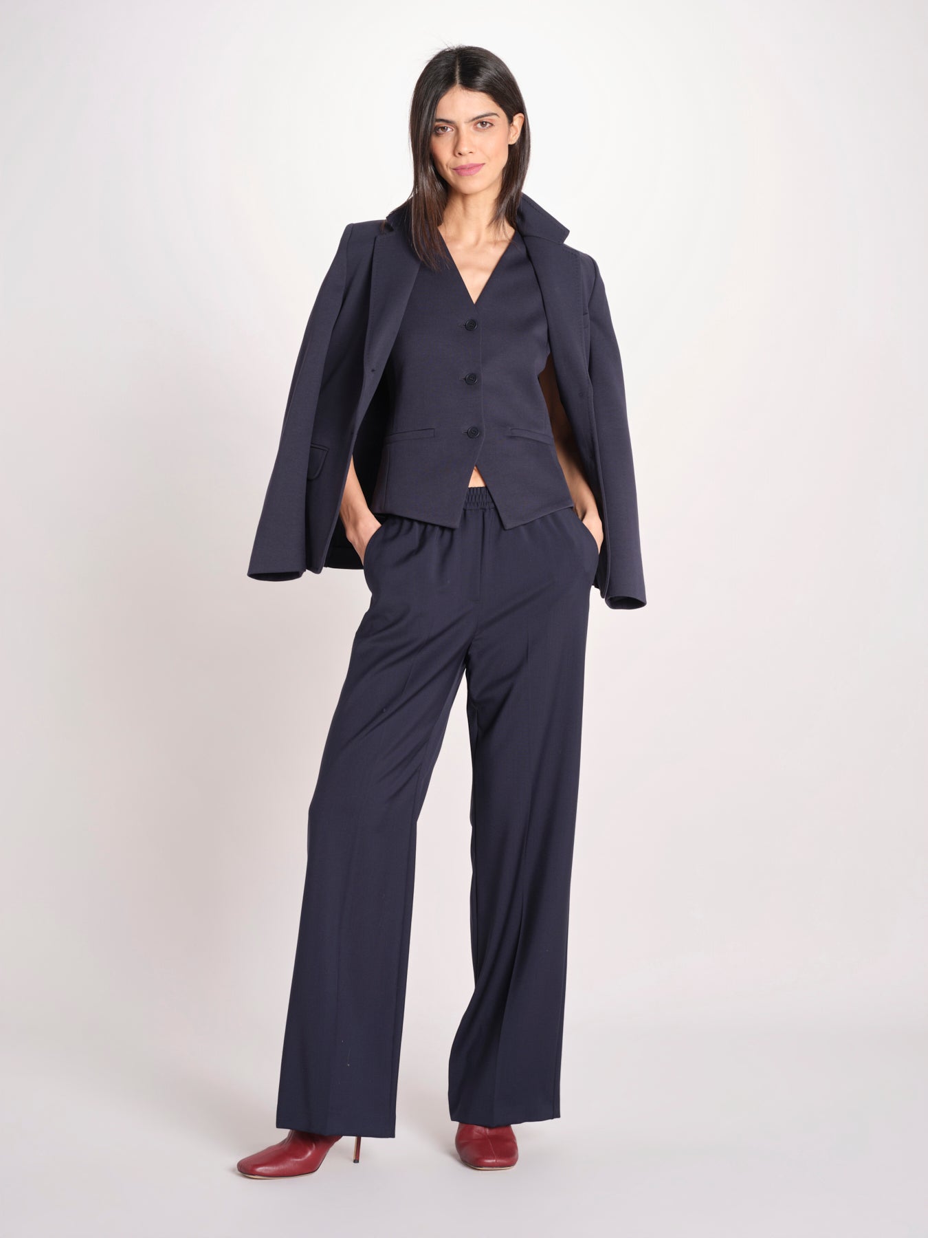 Gilet scollo a V in jersey double di cotone POGGIO 2615911021600 002 BLU weekend maxmara 