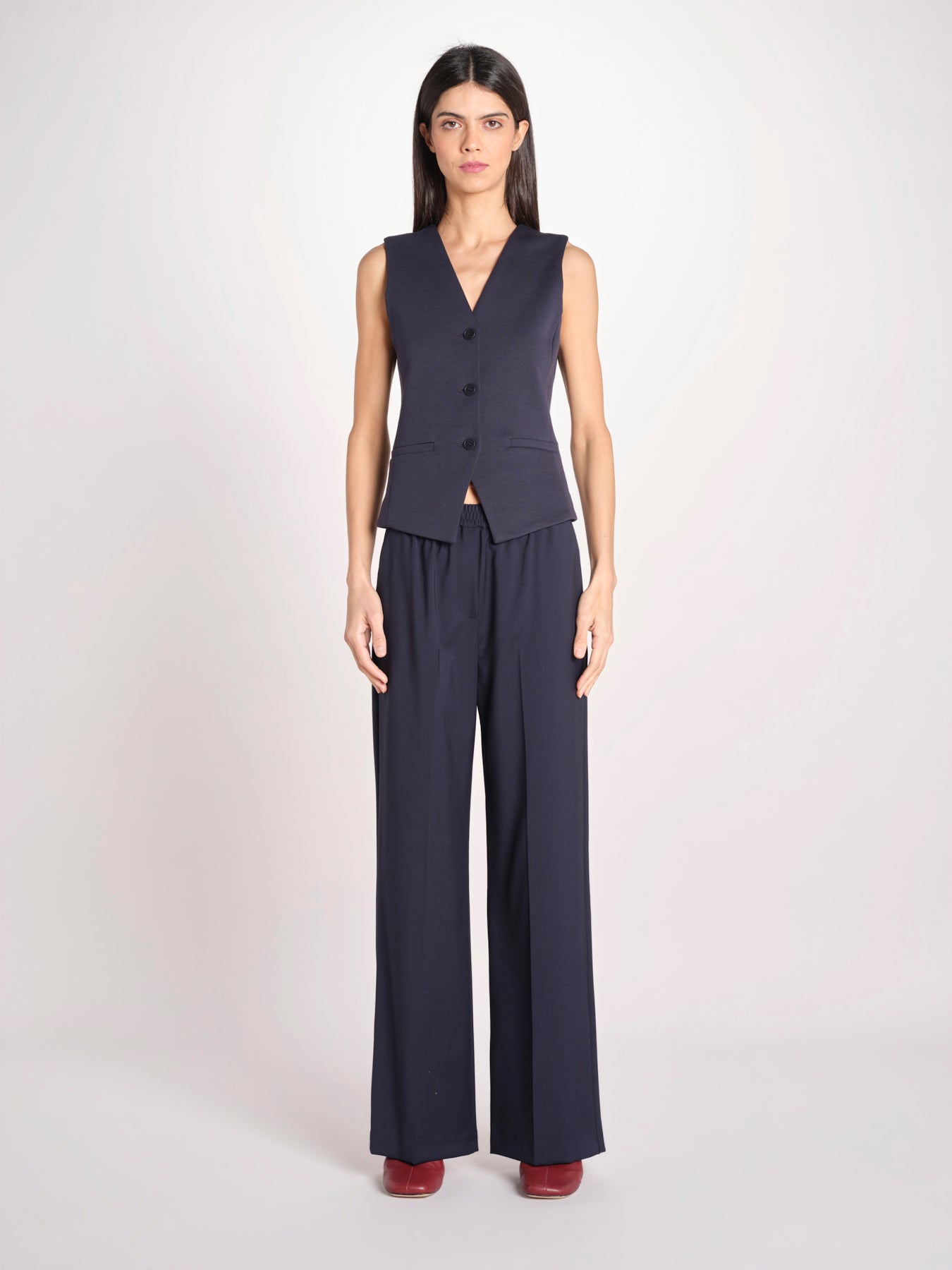 Gilet scollo a V in jersey double di cotone POGGIO 2615911021600 002 BLU weekend maxmara 