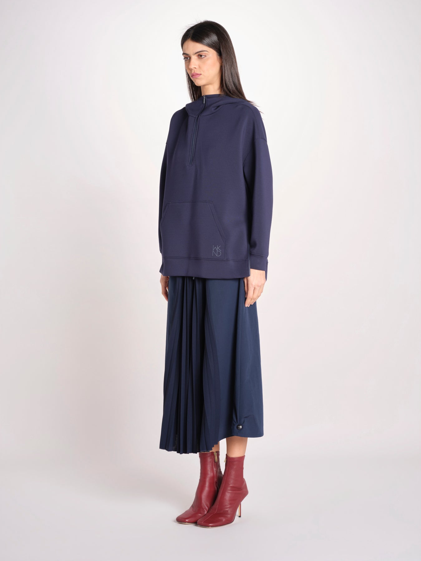 felpa lunga con cappuccio e collo a cratere regolabile RADURA 2615921011600 002 BLU weekend maxmara 