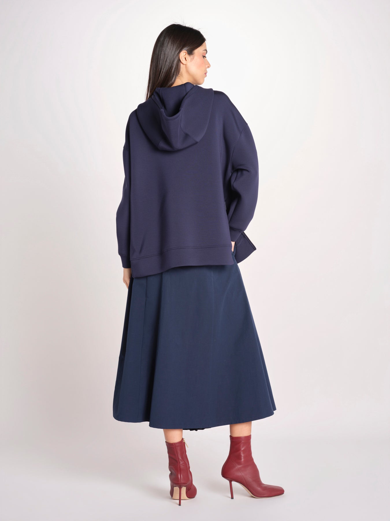 felpa lunga con cappuccio e collo a cratere regolabile RADURA 2615921011600 002 BLU weekend maxmara 