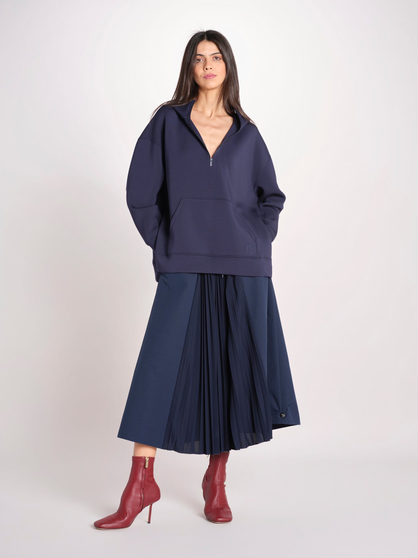 felpa lunga con cappuccio e collo a cratere regolabile RADURA 2615921011600 002 BLU weekend maxmara 