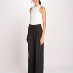 pantalone con due pinces in lino VELIERO 2615131092600 003 NERO weekend maxmara 