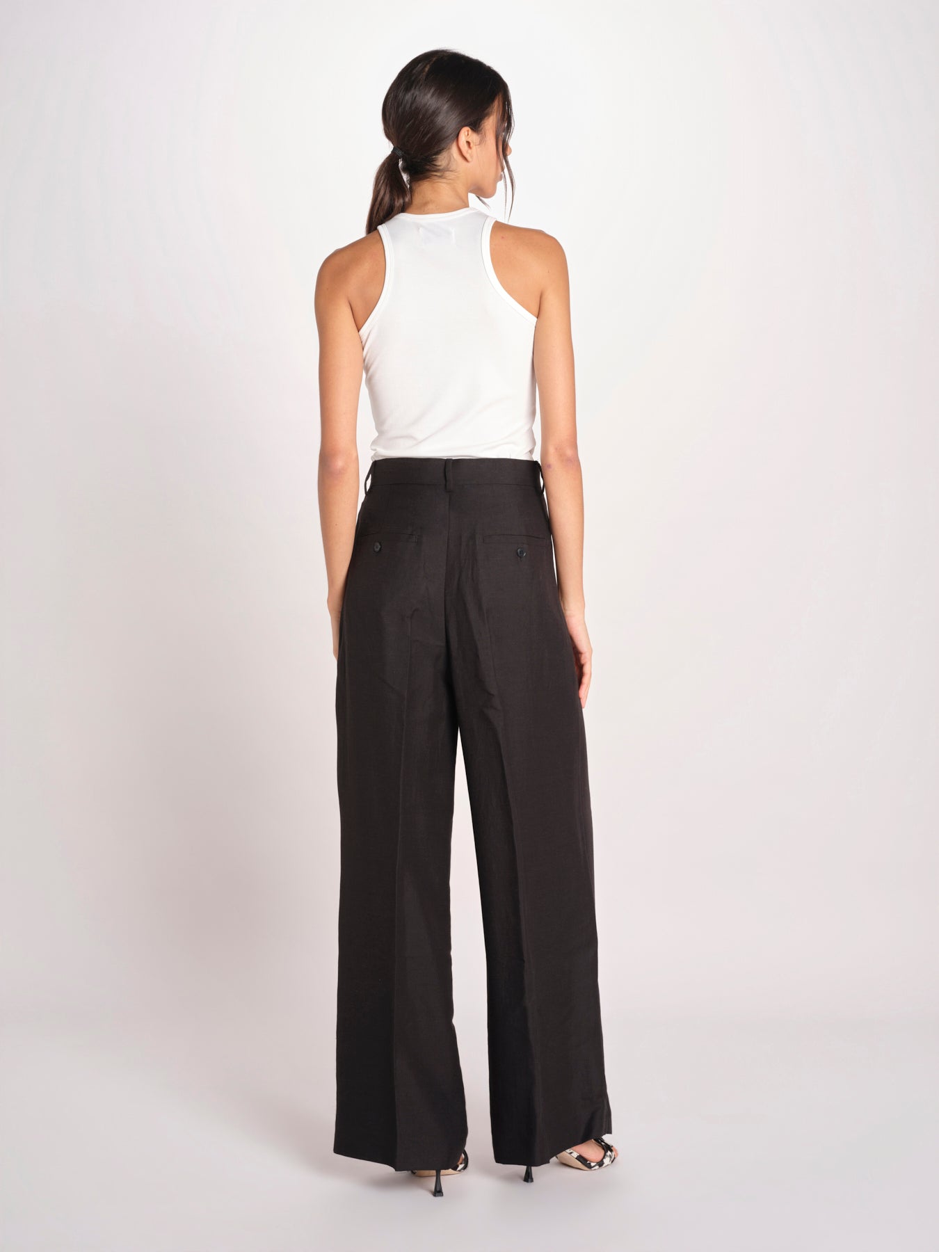 pantalone con due pinces in lino VELIERO 2615131092600 003 NERO weekend maxmara 