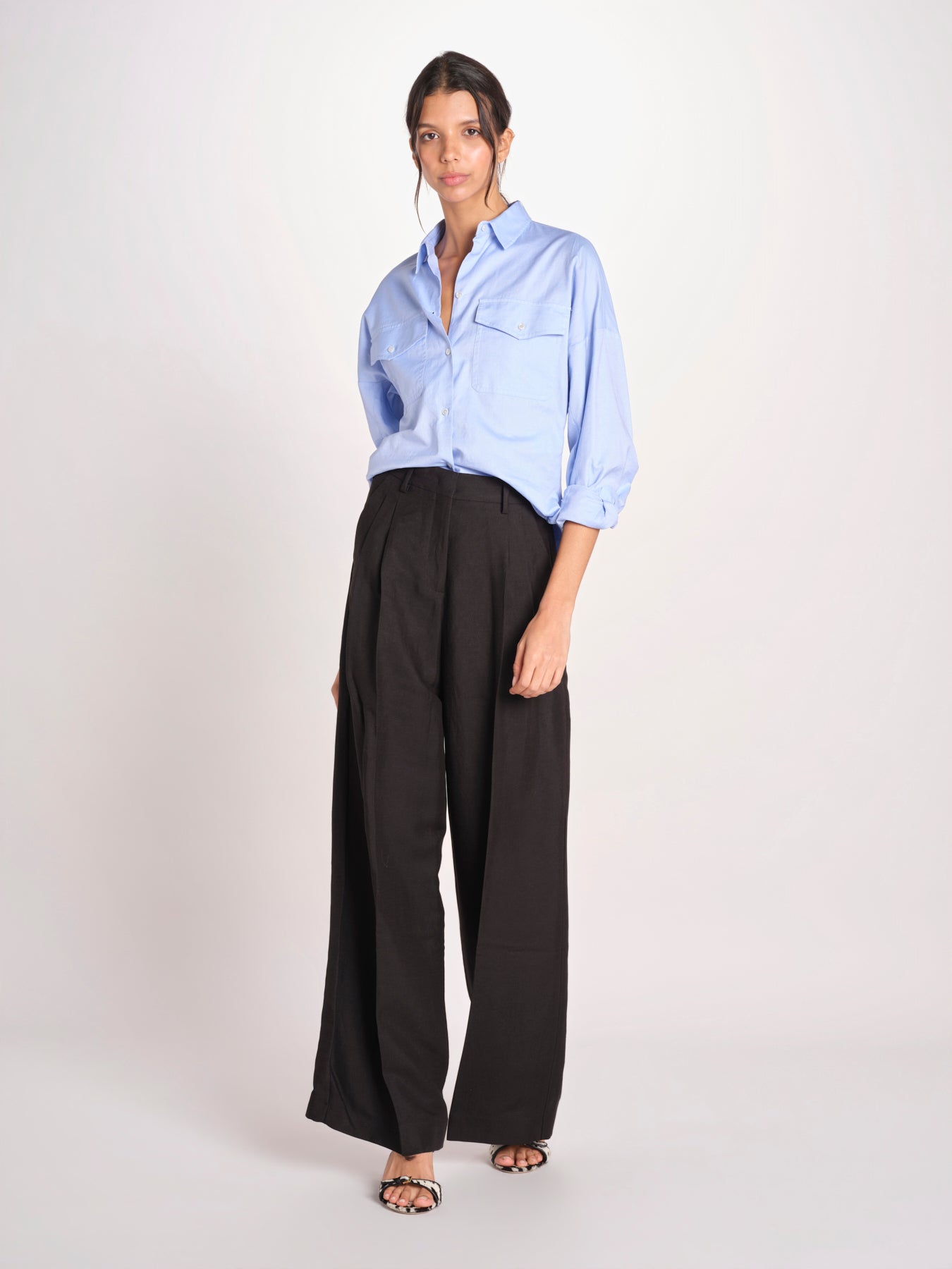 pantalone con due pinces in lino VELIERO 2615131092600 003 NERO weekend maxmara 