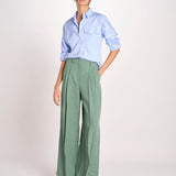 pantalone con due pinces in lino VELIERO 2615131092600 007 VERDE weekend maxmara 