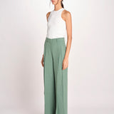 pantalone con due pinces in lino VELIERO 2615131092600 007 VERDE weekend maxmara 