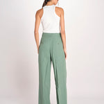 pantalone con due pinces in lino VELIERO 2615131092600 007 VERDE weekend maxmara 