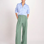 pantalone con due pinces in lino VELIERO 2615131092600 007 VERDE weekend maxmara 