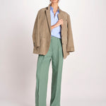 pantalone con due pinces in lino VELIERO 2615131092600 007 VERDE weekend maxmara 