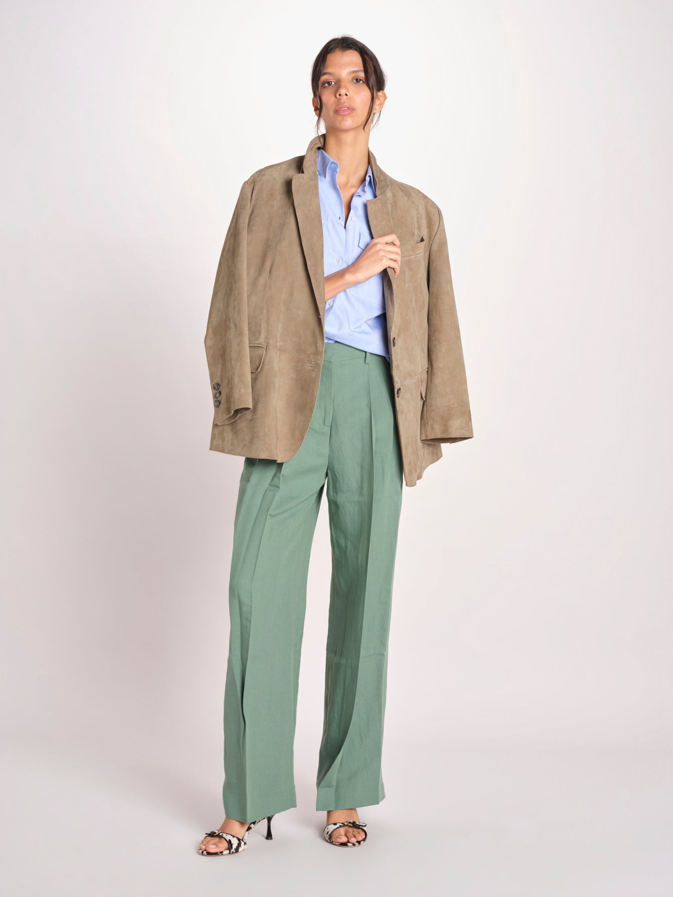 pantalone con due pinces in lino VELIERO 2615131092600 007 VERDE weekend maxmara 