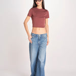 t-shirt a costine PARGA 026TS614RM VINO woc 