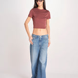 t-shirt a costine PARGA 026TS614RM VINO woc 