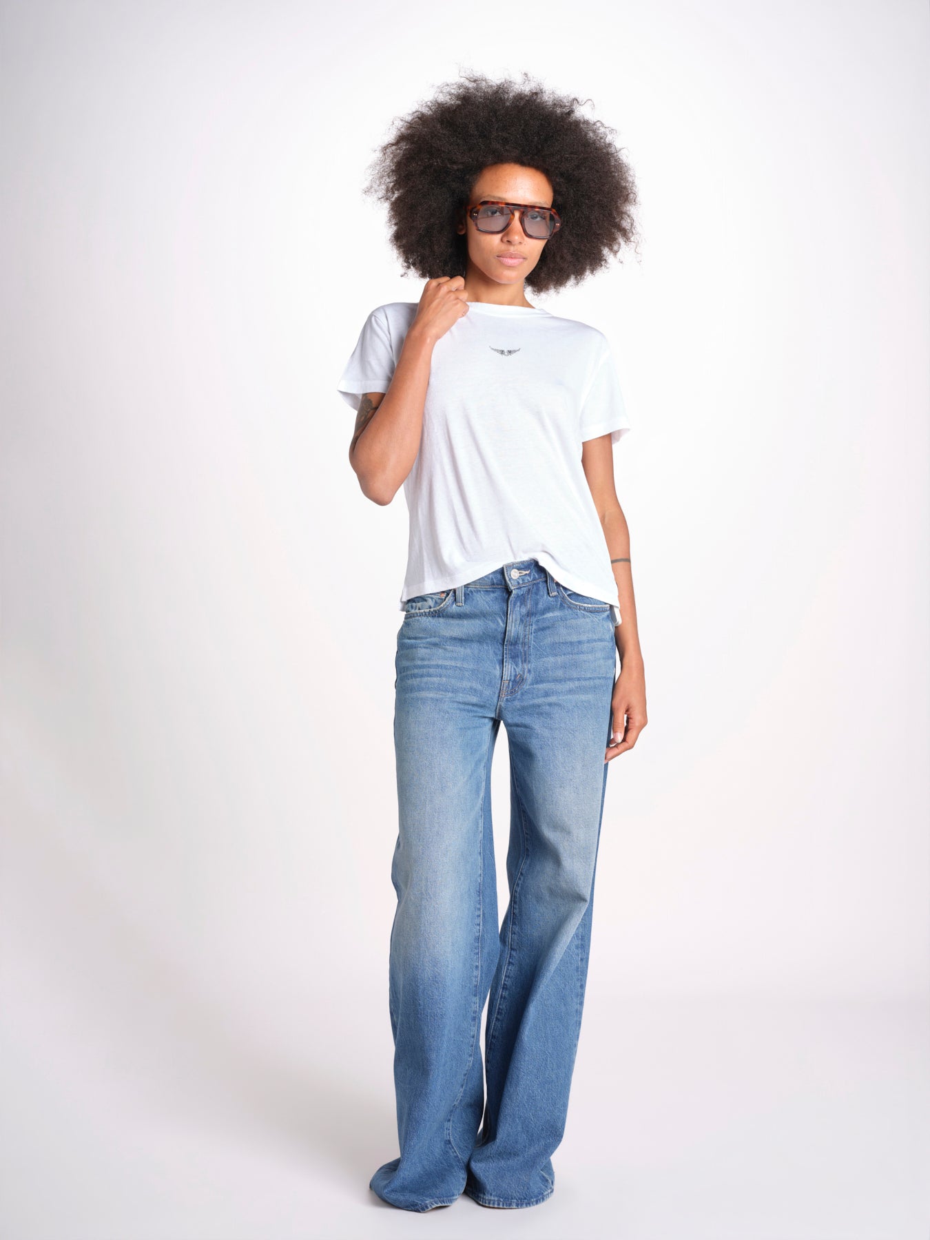 t-shirt girocollo con ali strass JWTS01669 BLANC 101 zadig & voltaire 