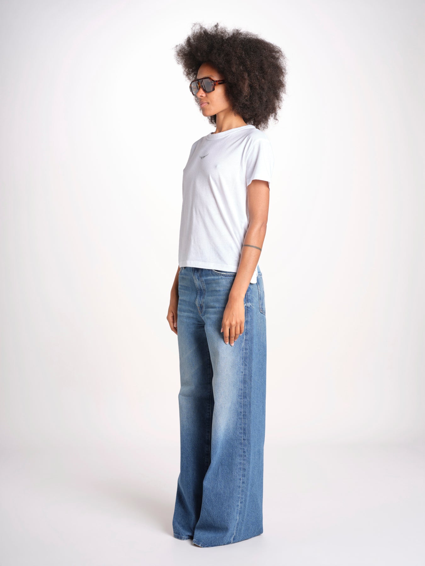 t-shirt girocollo con ali strass JWTS01669 BLANC 101 zadig & voltaire 