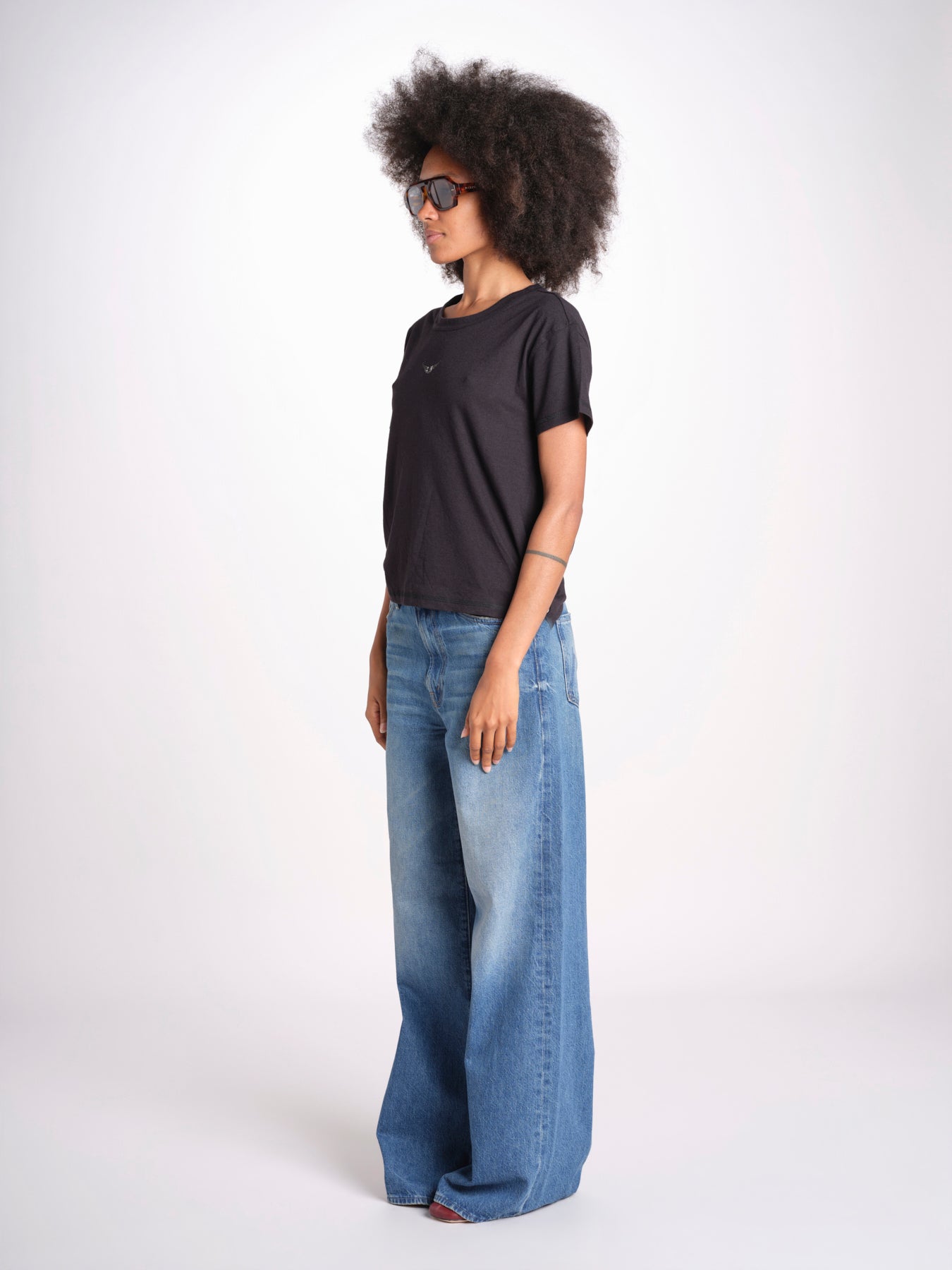 t-shirt girocollo con ali strass JWTS01669 NOIR 001 zadig & voltaire 