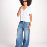 t-shirt collo V con ali strass JWTS02726 WHITE 107 zadig & voltaire 