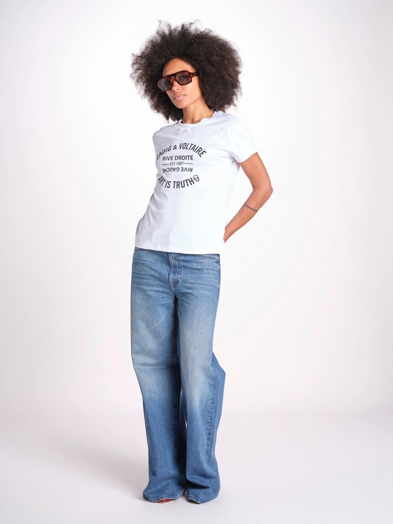 t-shirt con scritta JWTS02769 WHITE 107 zadig & voltaire 