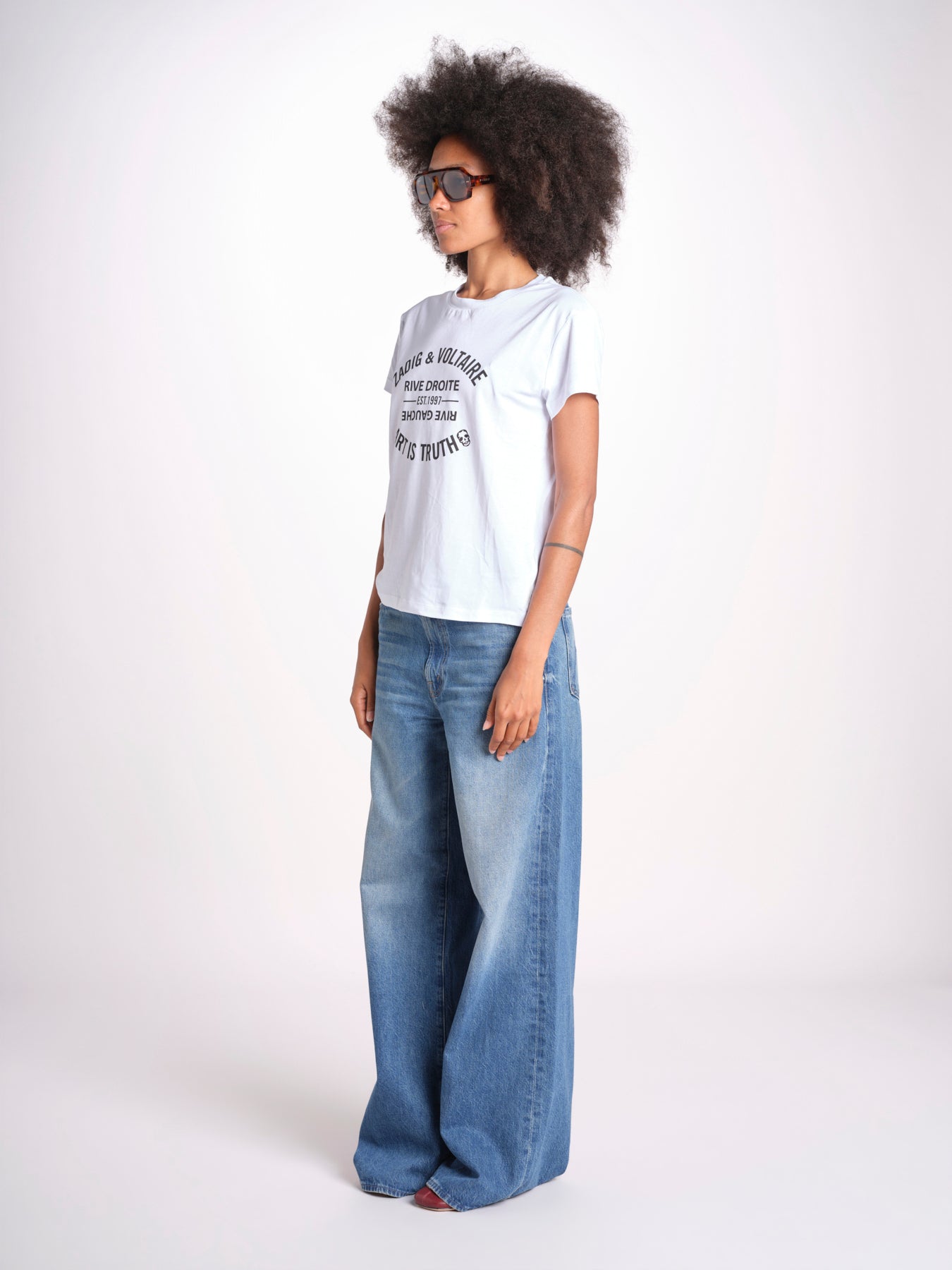 t-shirt con scritta JWTS02769 WHITE 107 zadig & voltaire 