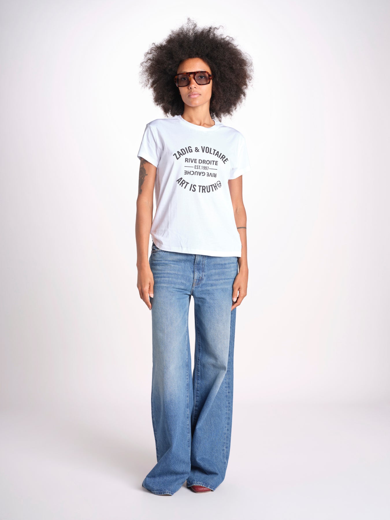t-shirt con scritta JWTS02769 WHITE 107 zadig & voltaire 