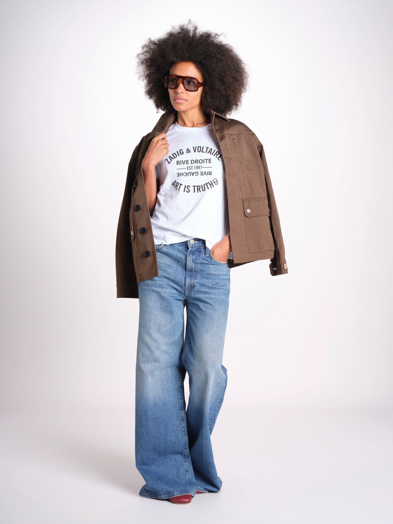 t-shirt con scritta JWTS02769 WHITE 107 zadig & voltaire 