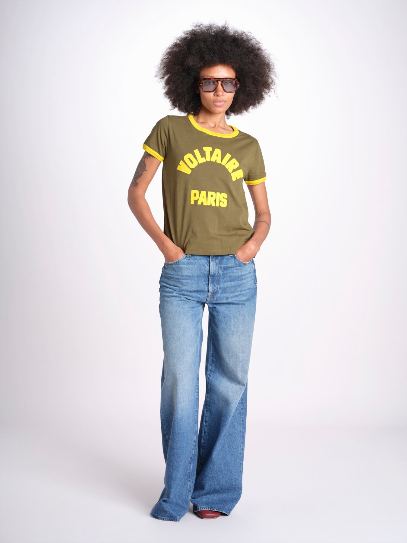 t-shirt con bordi a contrasto JWTS02851 TILLEUL 324 zadig & voltaire 