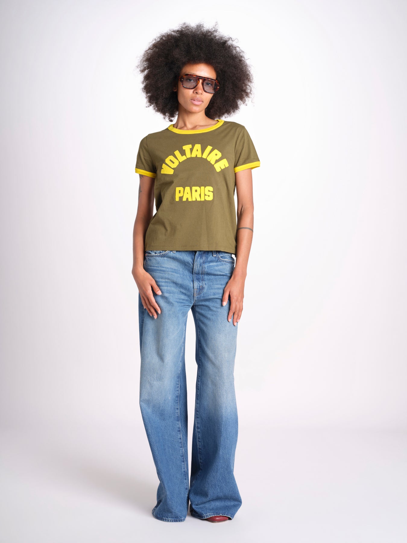 t-shirt con bordi a contrasto JWTS02851 TILLEUL 324 zadig & voltaire 