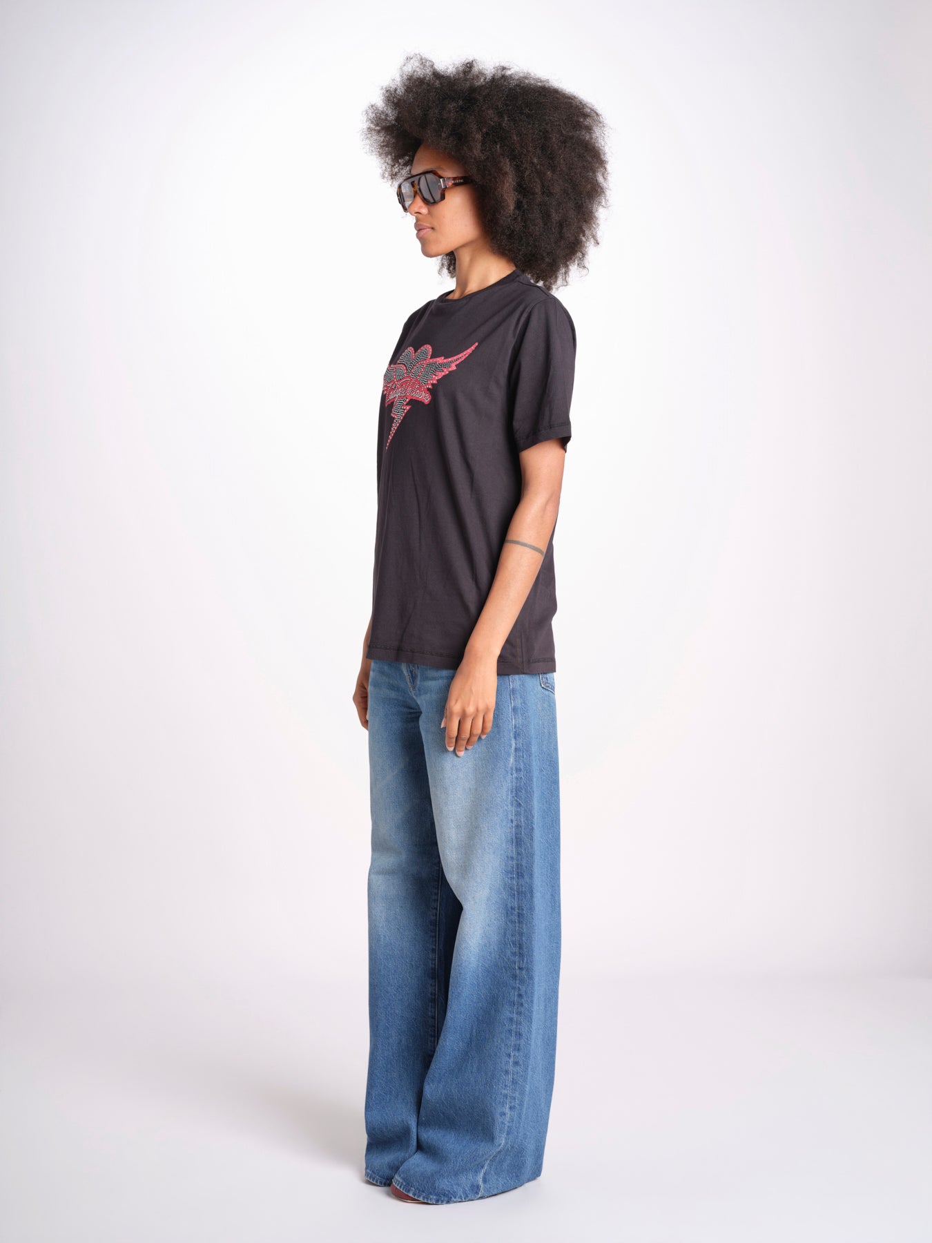 t-shirt con cuore e ali JWTS02856 BLACK 011 zadig & voltaire 