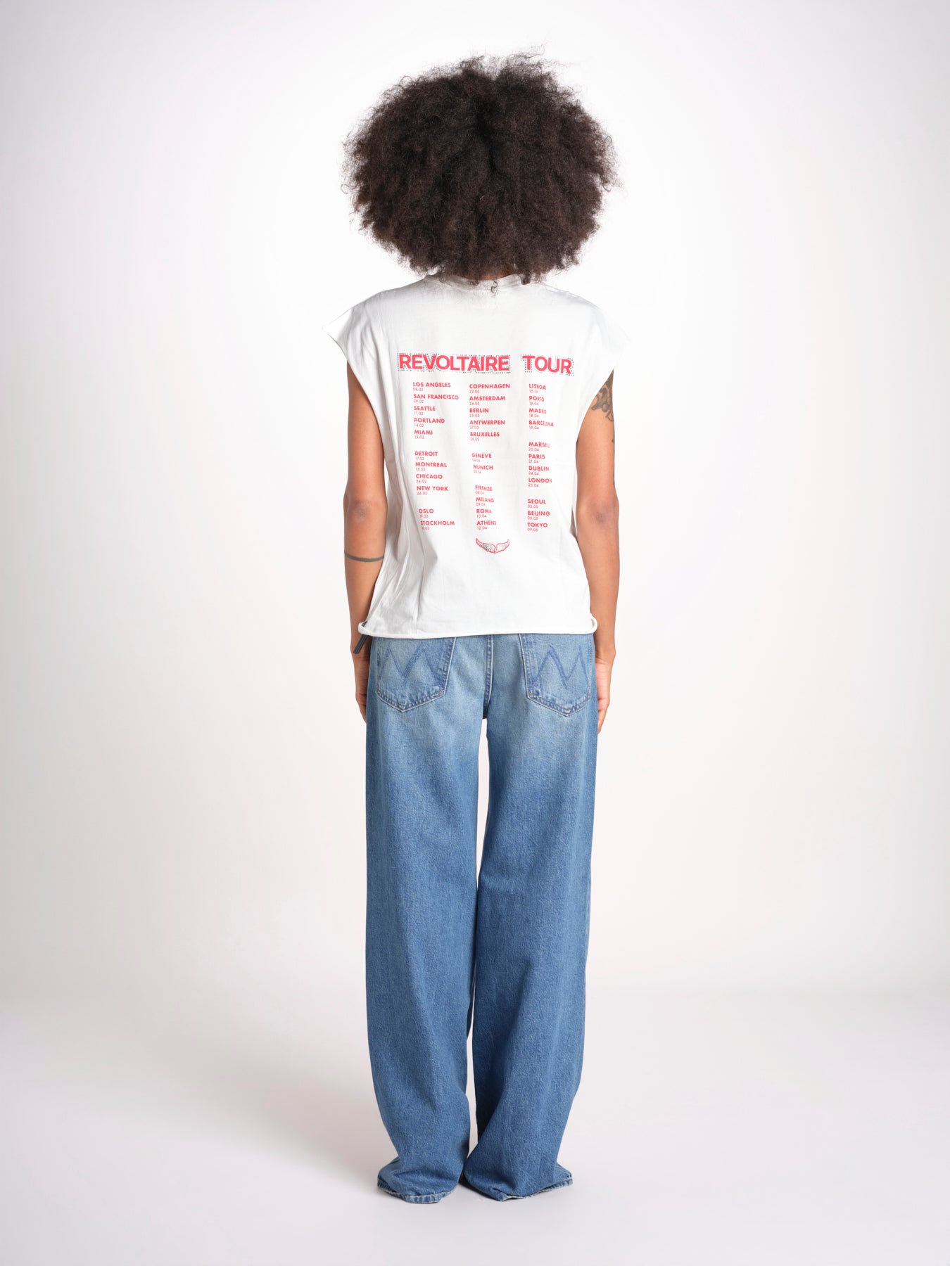 t-shirt senza maniche con cuore rosso di strass JWTT01280 JUDO 103 zadig & voltaire 