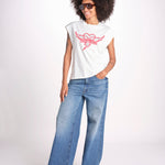 t-shirt senza maniche con cuore rosso di strass JWTT01280 JUDO 103 zadig & voltaire 