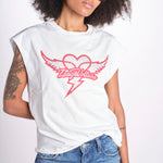 t-shirt senza maniche con cuore rosso di strass JWTT01280 JUDO 103 zadig & voltaire 