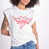 t-shirt senza maniche con cuore rosso di strass JWTT01280 JUDO 103 zadig & voltaire 