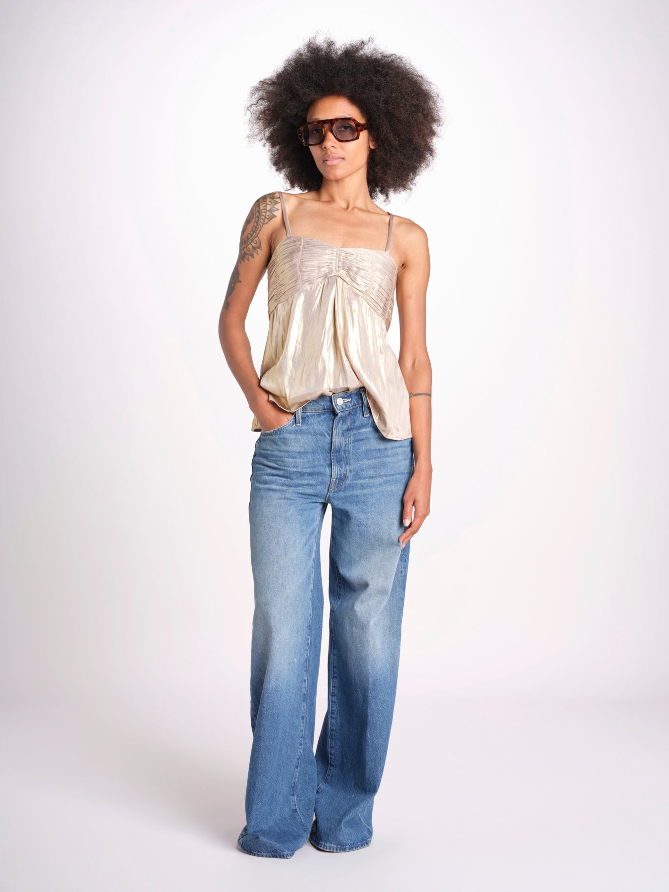 top spalline sottili arricciato sul seno WWCR01307 GOLD 700 zadig & voltaire 
